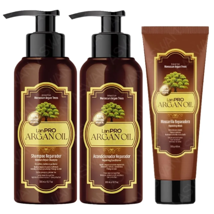 Pack Argan Oil Shampoo + Acondicionador + Mascarilla - LanPRO 1 litro